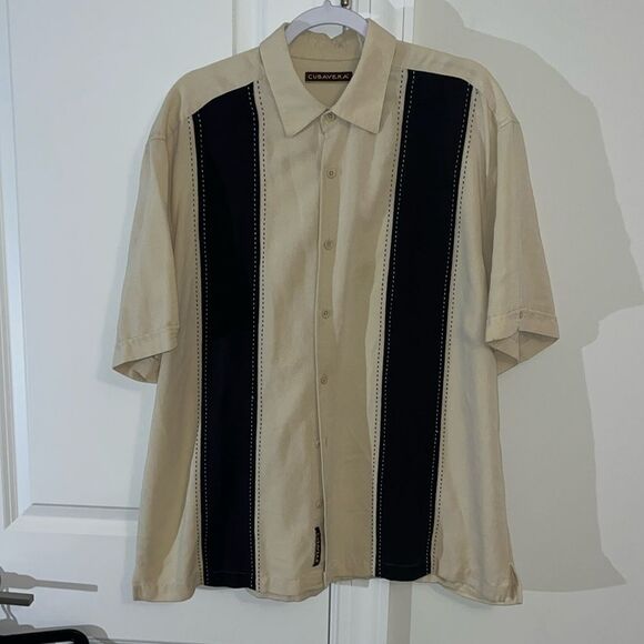 Cubavera Charlie Sheen Style Bowling Casual Luau Summer SS Shirt XL stripe Party - Picture 1 of 4